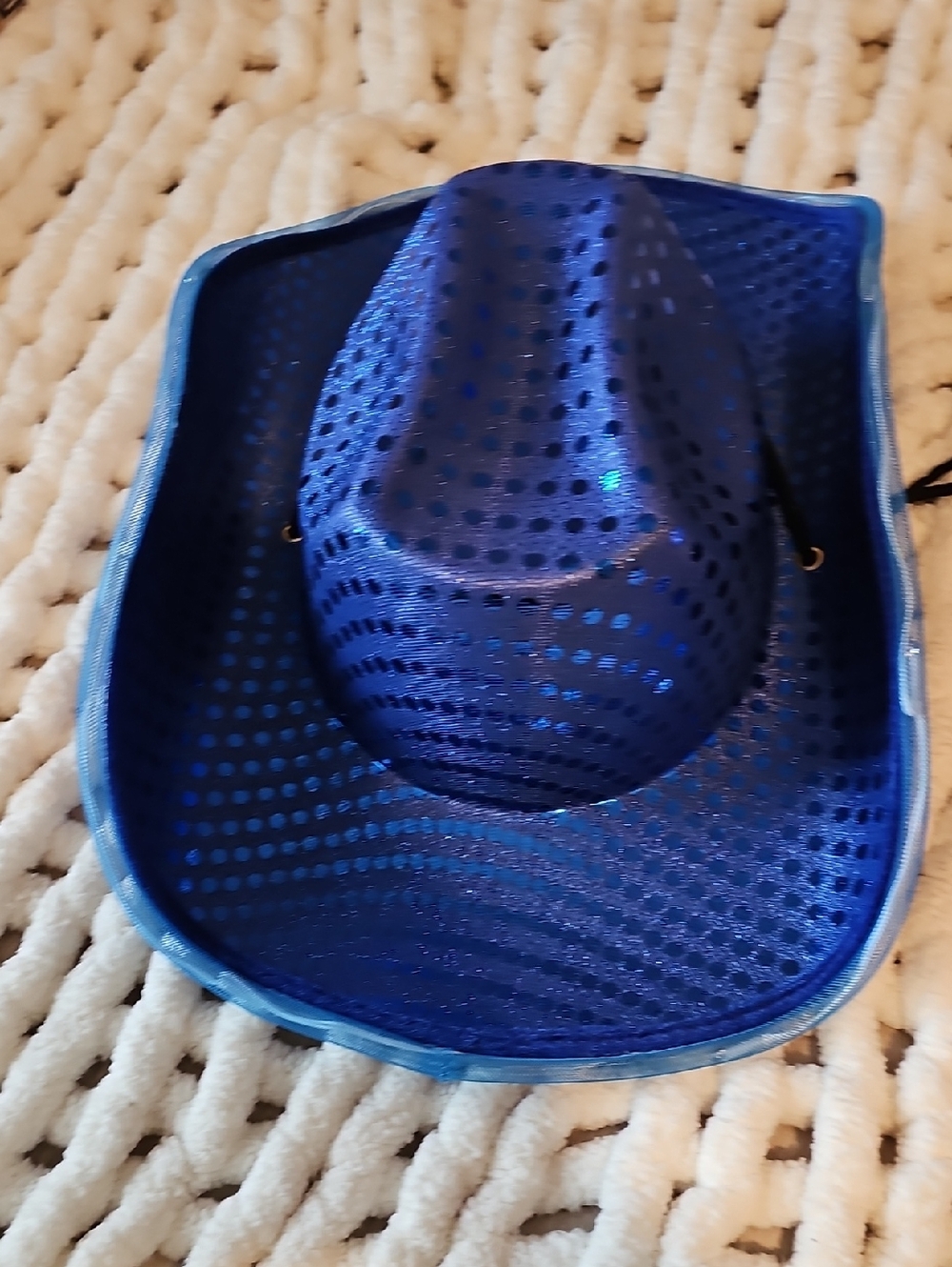 Blue Womens And Men's Sequin Cowboy Hat - Stylish Festival Accessory